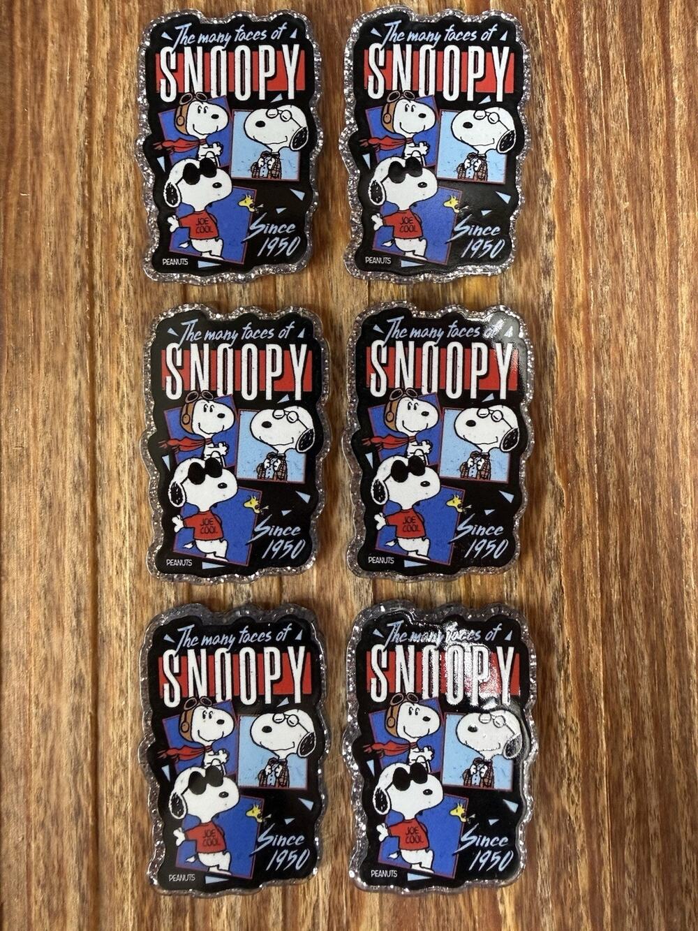 6 Pc Snoopy Acrylic Flatbacks